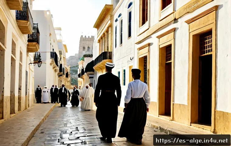 알제리 프랑스 식민 지배 - Photorealistic historical scene of colonial-era Algiers, Algeria, early 20th century: an Algerian fa...